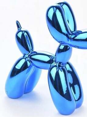 Jeff Koons Blow Up Dog Glass Resin Sculpture in Indigo Blue